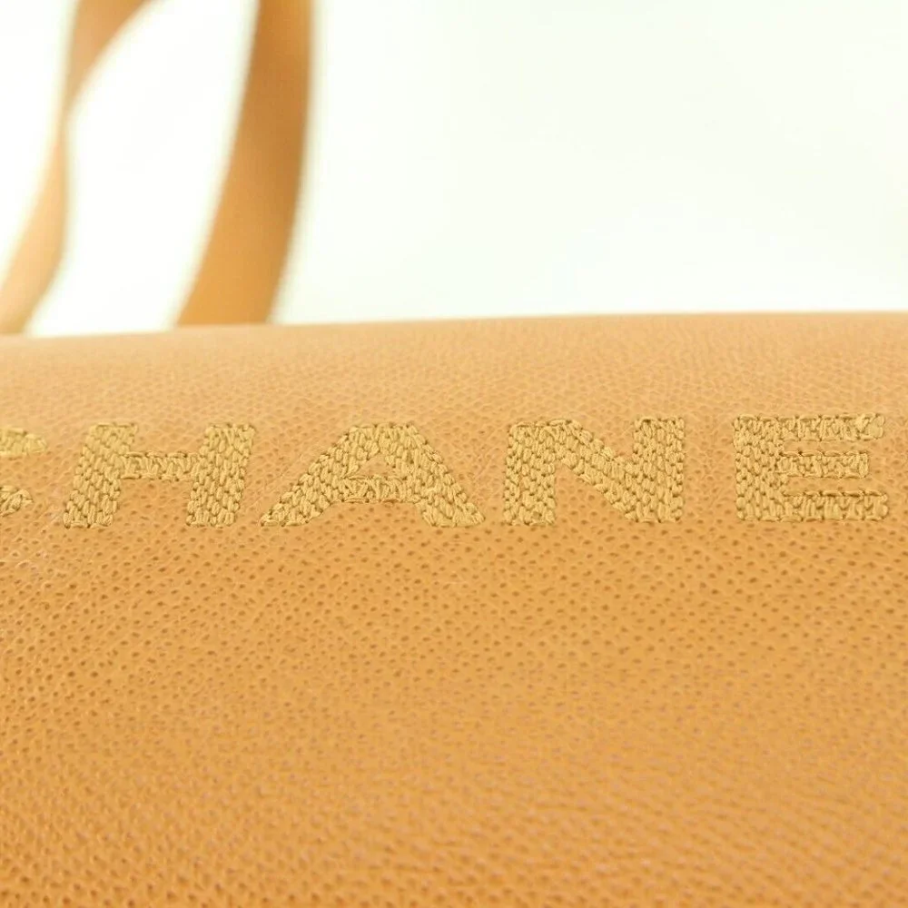Chanel Sesame Brown Tan Caviar Leather Shoulder Bag Tote 1C0502